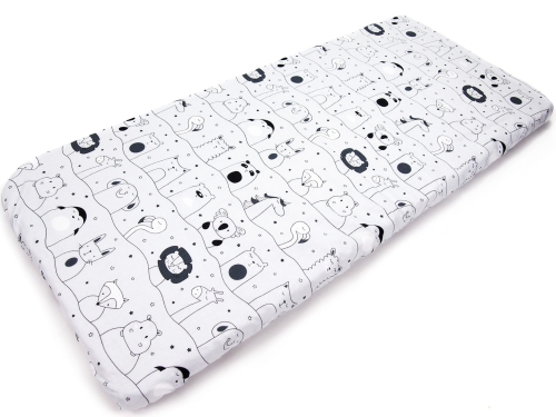 Prześcieradło 76 x 43 cm bawełniane - Zwierzęta w teatrze szare