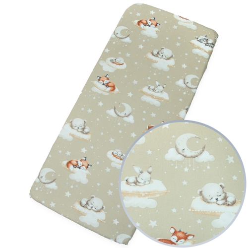 Prześcieradło 90x50 cm - Śpiące zwierzątka beżowe