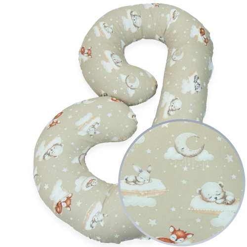 Poszewka na Rogal typu C - Śpiące zwierzątka beżowe