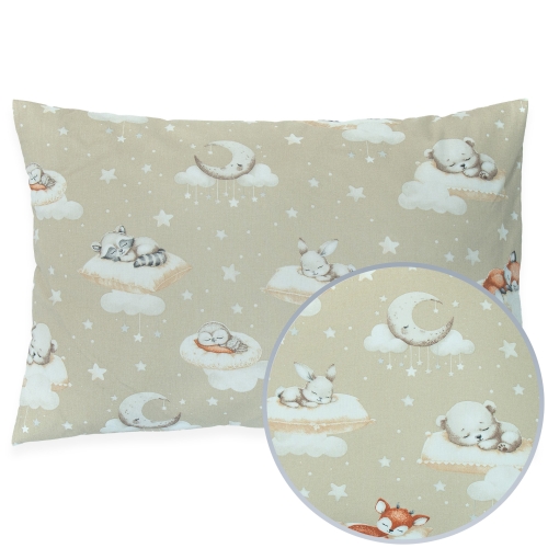 Poszewka 40x60 - Śpiące zwierzątka beżowe