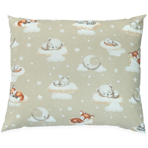 Poszewka 50 x 60 cm - Śpiące zwierzątka beżowe