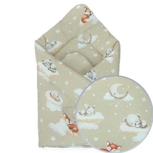 Rożek niemowlęcy - Śpiące zwierzątka beżowe