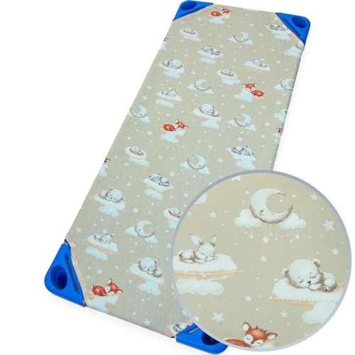 Prześcieradło na leżak przedszkolny 140 x 60 - Śpiące zwierzątka beżowe