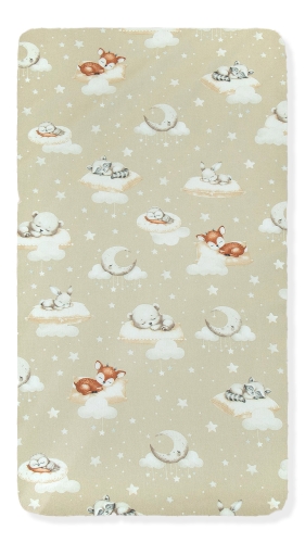 Prześcieradło 180 x 80 - Śpiące zwierzątka beżowe