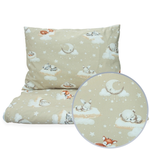 Pościel 120 x 180  - Śpiące zwierzątka beżowe