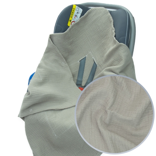 Kocyk do fotelika bez wypełnienia muślin Premium -  Latte