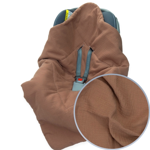 Kocyk do fotelika Muślinowy Premium - Mocha Mousse