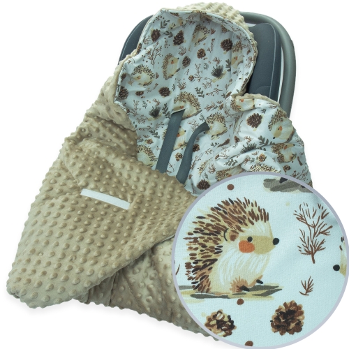 Kocyk do fotelika - Jeżyki / Minky kawowy