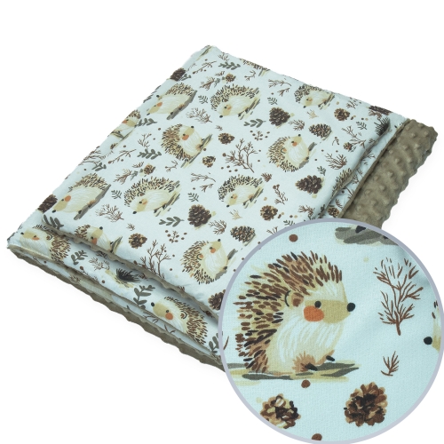 Kocyk 75 x 100 cm + podusia - Jeżyki / Minky kawowy