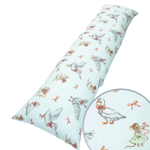 Poszewka na poduszkę wielofunkcyjną 145 x 40 cm - Tańczące gąski białe