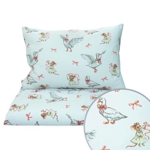 Pościel 120 x 160 cm  - Tańczące gąski białe