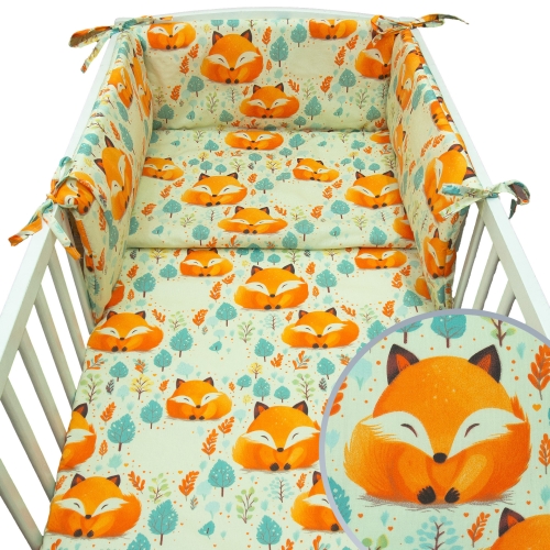 Pościel 120 x 90 + ochraniacz - Rudy lisek