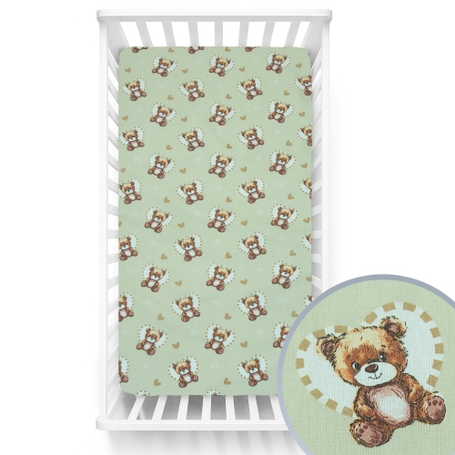 Prześcieradło 120 x 60 - Miś serce latte