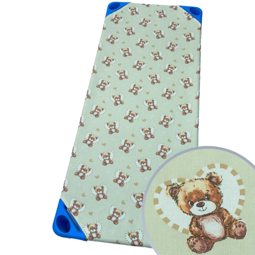 Prześcieradło na leżak przedszkolny 140 x 60 - Miś serce latte