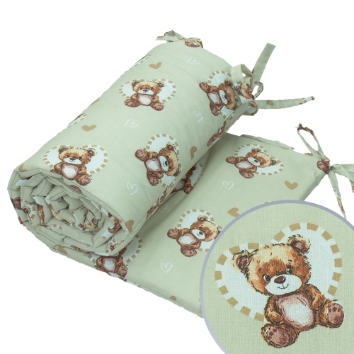 Ochraniacz na łóżeczko - Miś serce latte