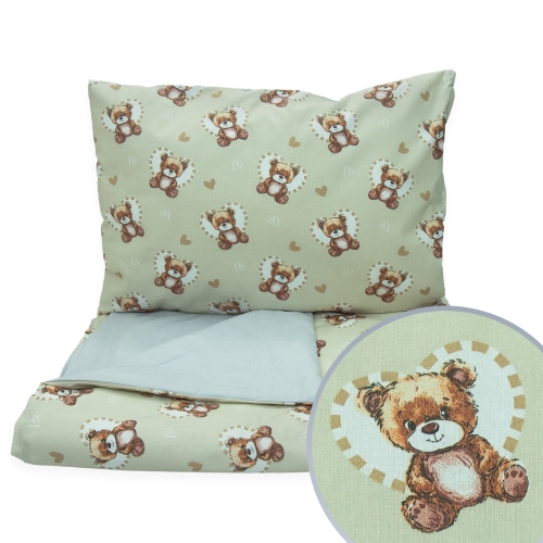 Pościel 160 x 200  - Miś serce latte / szary