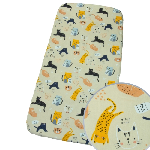 Prześcieradło 200 x 120 - Kotki z mlekiem beżowe