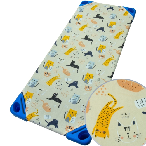 Prześcieradło na leżak przedszkolny 140 x 60 - Kotki z mlekiem beżowe