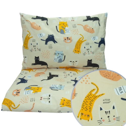 Pościel 120 x 180  - Kotki z mlekiem beżowe