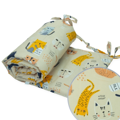 Ochraniacz na łóżeczko - Kotki z mlekiem beżowe