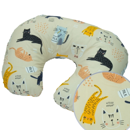 Poszewka na poduszkę fasolkę - Kotki z mlekiem beżowe