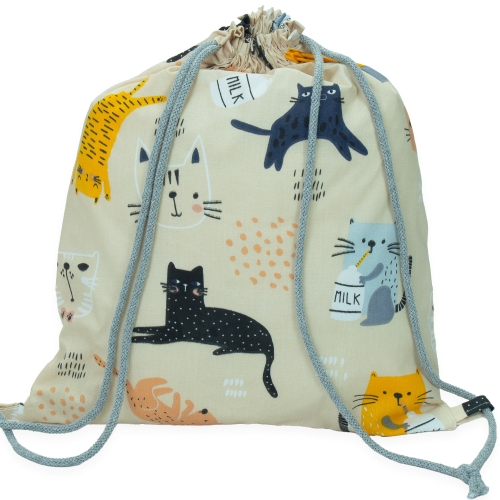 Plecak / Worek bawełniany - Kotki z mlekiem beżowe