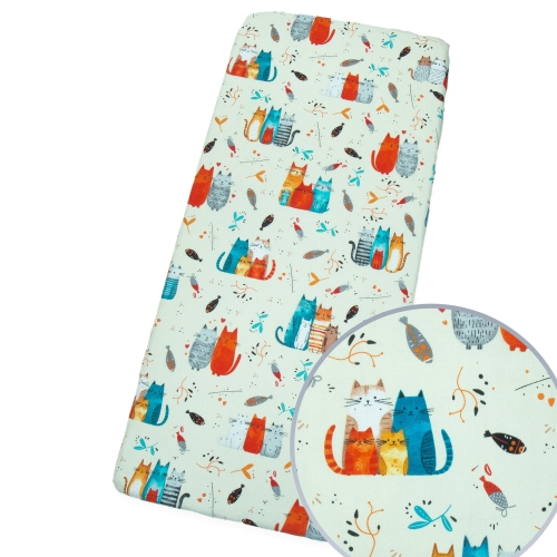 Prześcieradło 76 x 43 cm bawełniane - Kotki kolorowe