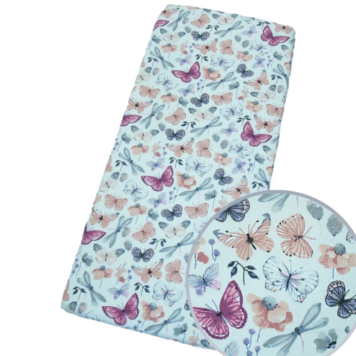 Prześcieradło 76 x 43 cm bawełniane - Motylki i ważki