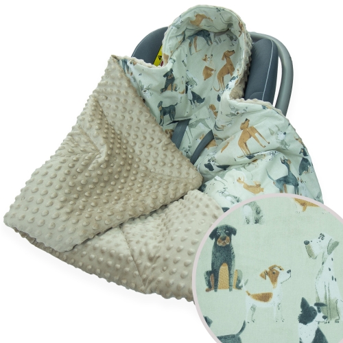 Kocyk do fotelika - Psia rodzina / Minky kawowy