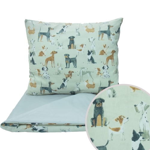 Pościel 100 x 160 cm  - Psia rodzina / szary