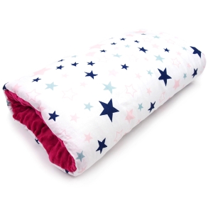 Poduszka do karmienia na rękę Minky - Pink stars / Minky malinowy
