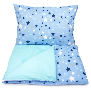 Pościel 120 x 90  - Blue stars / Turkus