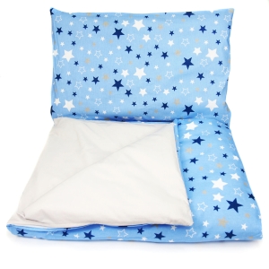 Pościel 120 x 90  - Blue stars / szary
