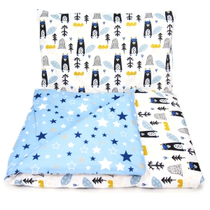 Pościel 135 x 100  - Bóbr niebieski / Blue stars