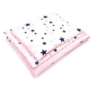 Kocyk Velvet 50 x 75 cm + podusia - Pink stars / różowy