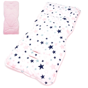 Wkladka do wózka velvet - Pink stars / różowy