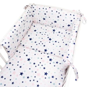 Pościel 120 x 90 + ochraniacz - Pink stars