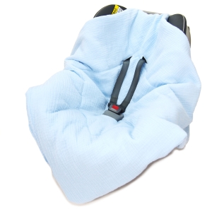 Kocyk do fotelika Muślinowy Premium - Baby blue