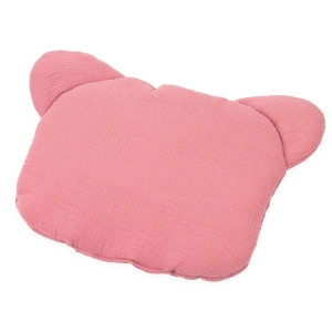 Poduszka miś muślinowa Premium - Retro pink