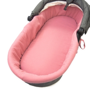 Wkładka do gondoli + prześcieradło muślinowa Premium - Retro pink