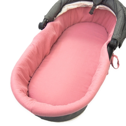 Wkładka do gondoli + prześcieradło muślinowa Premium - Retro pink