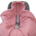 Kocyk do fotelika Muślinowy z uszkami Premium - Retro pink