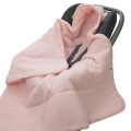 Kocyk do fotelika Muślinowy z uszkami Premium - Baby pink