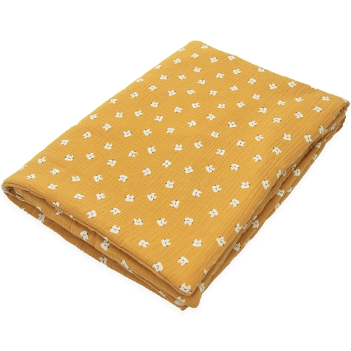 Kocyk Muślinowy 75 x 100 Premium - Kotki musztardowe