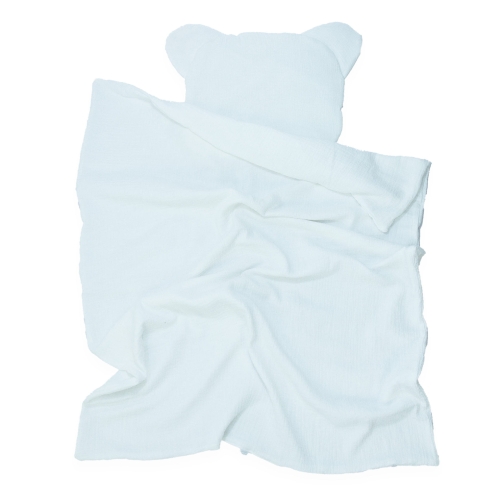 Kocyk Muślinowy 75 x 100 + podusia Miś Premium bez wypełnienia - White