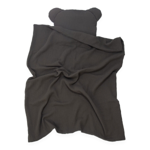 Kocyk Muślinowy 75 x 100 + podusia Miś Premium bez wypełnienia - Chocolate