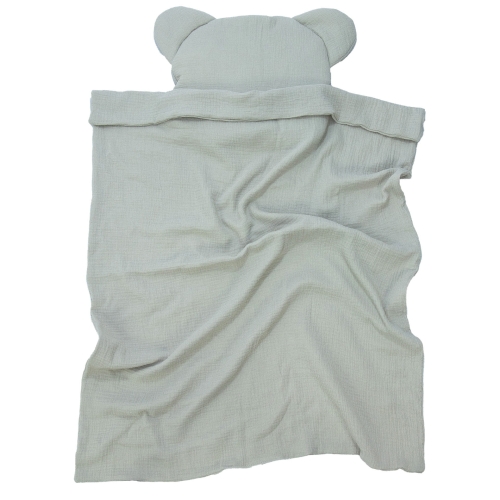Kocyk Muślinowy 75 x 100 + podusia Miś Premium bez wypełnienia - Sand