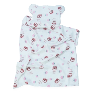 Kocyk Muślinowy 75 x 100 + podusia Miś Premium bez wypełnienia - Sweat Bear
