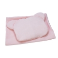 Kocyk Muślinowy 75 x 100 + podusia Miś Premium bez wypełnienia - Baby pink
