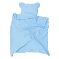 Kocyk Muślinowy 75 x 100 + podusia Miś Premium bez wypełnienia - Baby blue